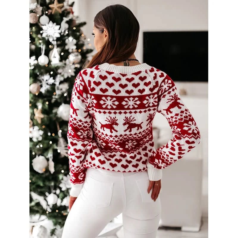 Julie | Dame Fair Isle Strikket Sweater Med Rundhals Og Lange Ærmer